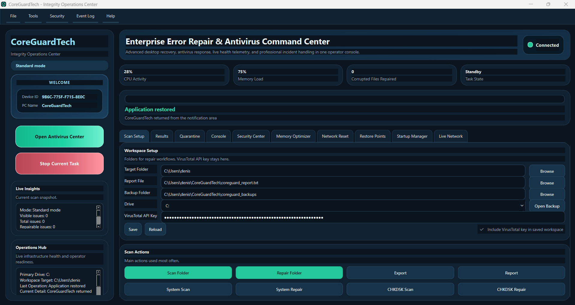 CoreGuardTech application screenshot